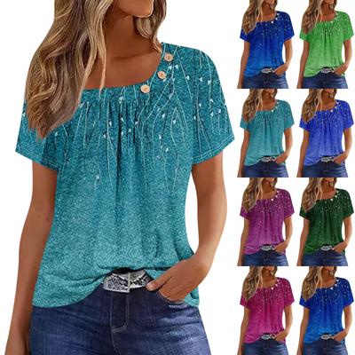 Summer Tops For Women Print For Women O-Collar Short Sleeve Comfy Womens Tops Tshirtss