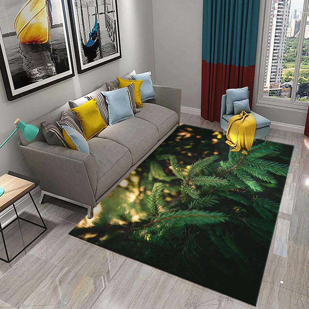 3D Grüner Kiefernteppich für Wald Schnee Kiefernzapfen Teppiche für Küche Badezimmer Rutschfeste Matte Wohnzimmer Schlafzimmer Eingang Dekor Teppich