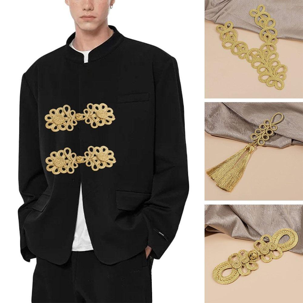 Golden Chinese Knot Buttons Handmade Tang Suit Buttons Cheongsam Buttons  Cheongsam Making