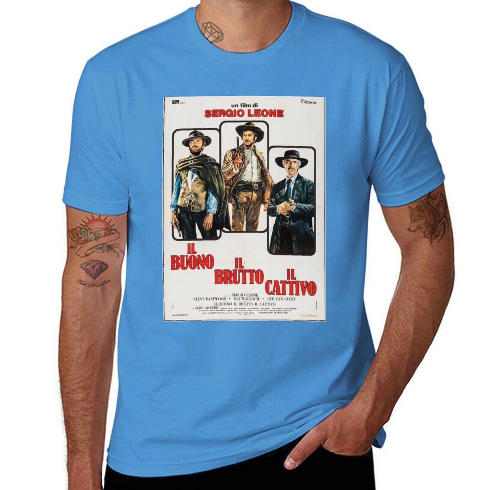 The Good The Bad and The Ugly  Italian Movie Poster TShirt korean fashion graphics designer t shirt men S
