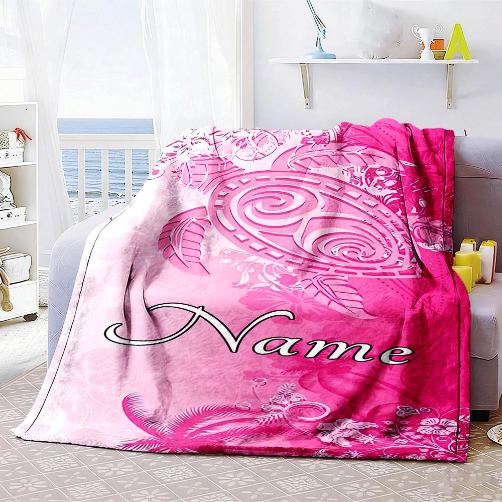 Floral Pink Home Blanket Customize Your Names Soft Comfortable Lightweight Allseason Multipurpose Blanket For Picnics Sofas Offices Beds Living Rooms