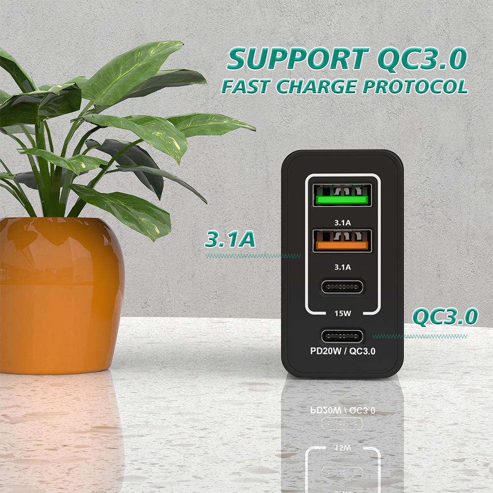 30W Multi-Port Phone Charger with QC3.0 Fast Charging, EU/US/UK Standard