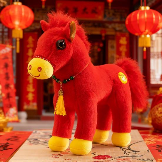 Horse Doll Soft Fabric Handmade PP Cotton Filling Stuffed Animal Doll Adults Children Horse