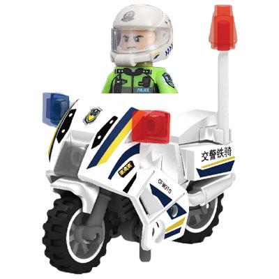 Armed Police Figures Military Building Blocks RacingTtraffic Police SWAT Escort Motorcycle Helmet Bricks MOC Toys For Kids J056