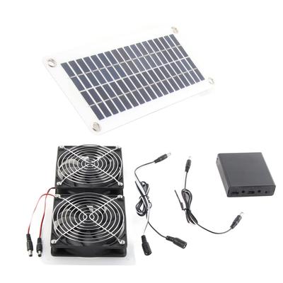 Kit Ventola Pannello Solare 50W Pannello ad Energia Solare con Doppia Ventola di Scarico Solare per Esterno Serra Capannone
