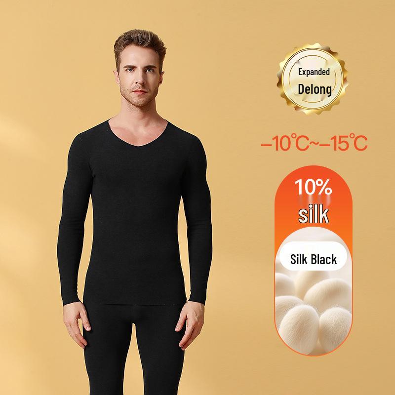 Aoweizide Velvet Silk Seamless Thermal Underwear Set for Couples - Women's Thick Warm Suit for Autumn/Winter