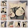 Home Decor Living Room Cartoon Sexy Lady Pillowcase Decoration Pretty Girl Ass Cushion Cover Sofa Car