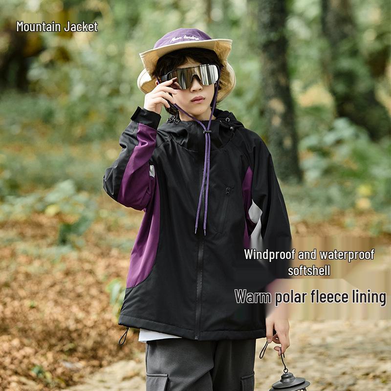 Mountain System Boys  Water-Repellent Fleece Jacket - 2025 Autumn Outdoor Windbreaker 160 cm