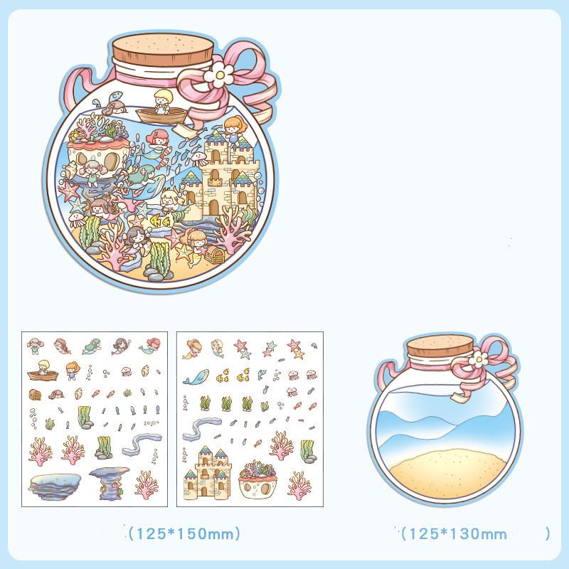 Cartoon Food Street Landscape Sticker Cabin Scene DIY Toy Game Sticker Festival Birthday Gift for Kids Girls and Children