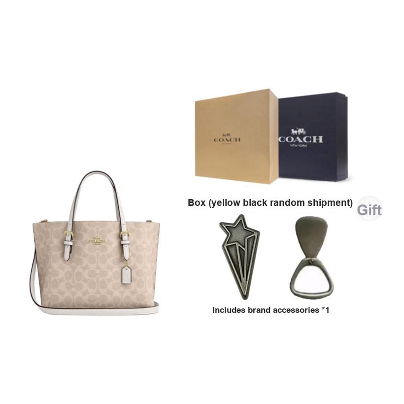Coach Mollie Brand Logo Detachable Shoulder Strap Coated Canvas Tote Bag Shopping Bag Shoulder Crossbody Handbag 25 Women Tote Sand Chalk CV965-IMXDM