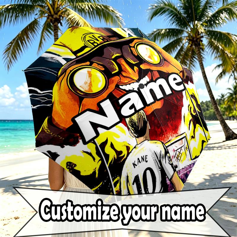 Custom Name Personalized Borussia Dortmund Print Umbrella, Auto Open Close, 8‑Rib Sturdy Frame, Commute Camping Hiking Use, Birthday Gift