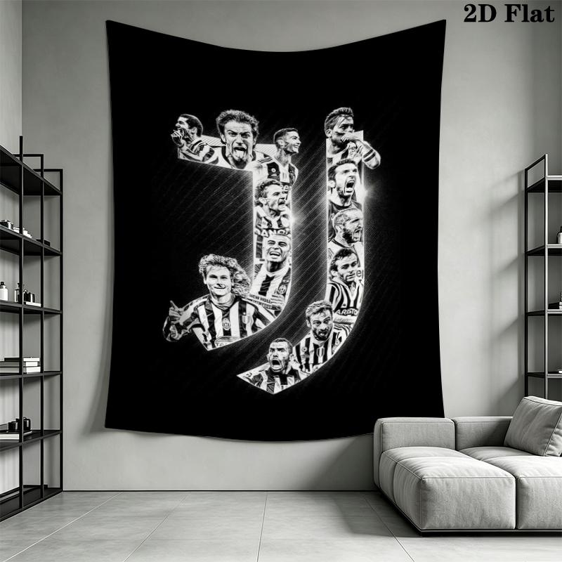 Juventus FC Wall Tapestry Aesthetic Wall Hanging Printed Fabric Blanket Decorative Tapestries for Bedroom Living Room Home Decor