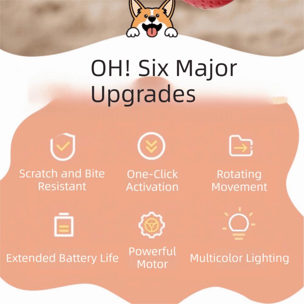 Bite Resistant Smart Pet Ball Random Path USB Charging Automatic Moving Ball with Rope 3 Modes Active Rolling Ball