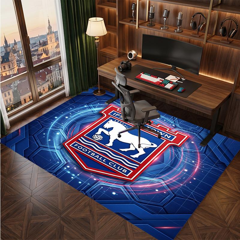 Tappeto in Velluto di Cristallo con Stampa Calcio Ipswich Town, Tappeto da Pavimento Interno Comodo Assorbente d'Acqua Antiscivolo