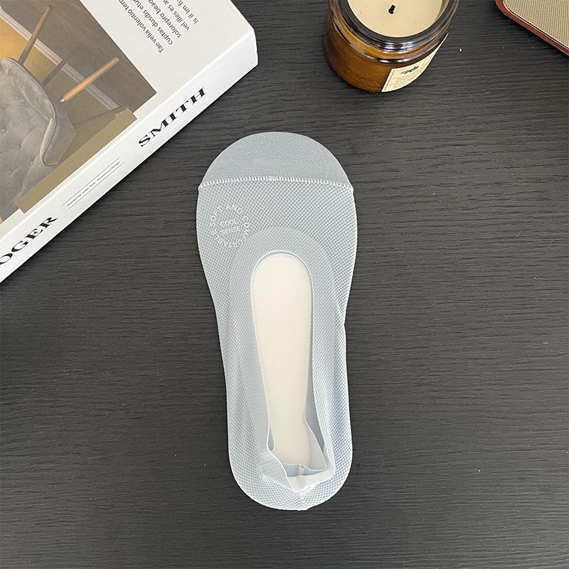 Dámské prodyšné ponožky do lodiček z ledového hedvábí s nízkým střihem - Letní neviditelné, savé ležérní síťované ponožky v jednobarevném provedení