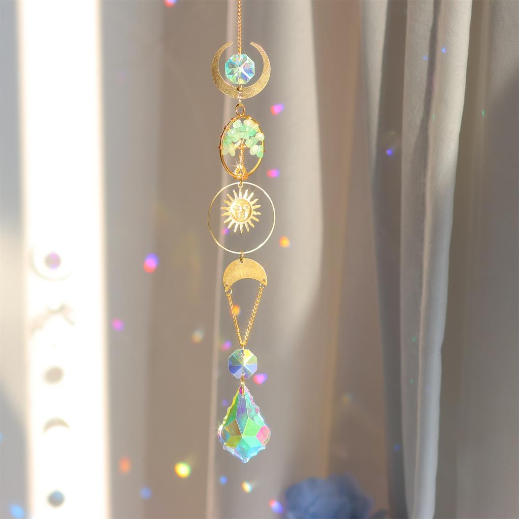 Sun Catchers with Crystals ,Tree of Life Crystal Suncatcher for Window Prisms Light Catcher Indoor Outdoor Home Party Garden