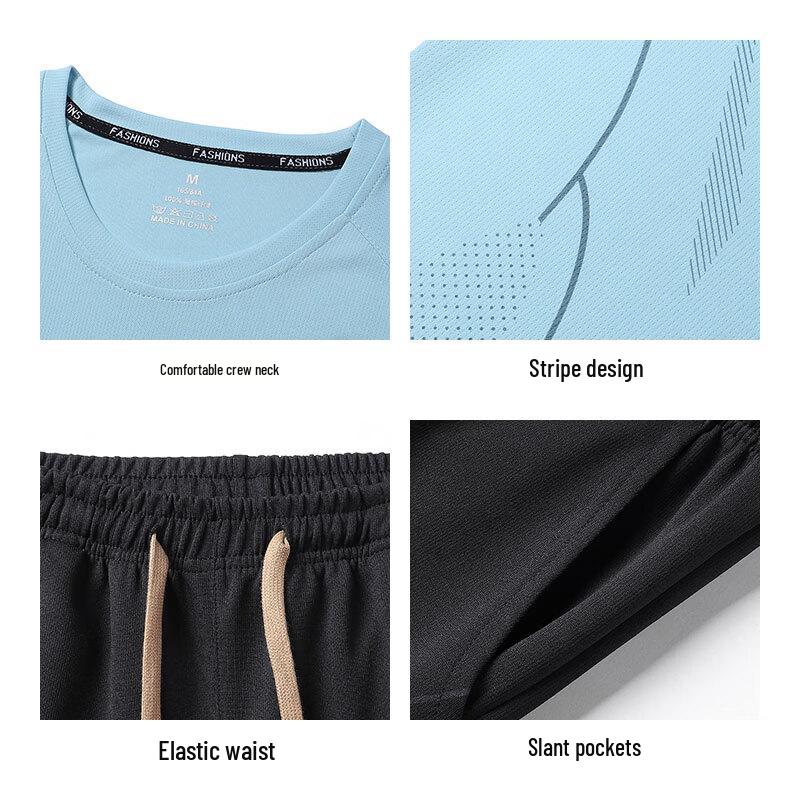 EASTERN CAMEL Men's Summer Ice Silk Sports Two-Piece Set