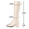 Fashion 2025 Fashion Knee High Boots Women Pu Leather Thick High Heels Long Boots Autumn Winter Zip Female Shoes Size 32-43 botas mujer
