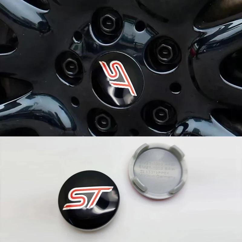 BQYI9 4Pcs 54mm ST Wheel Center Cover Hub Caps Car Emblem Badge For Ford Mondeo Mustang Focus Fiesta ST Logo Auto Accessories