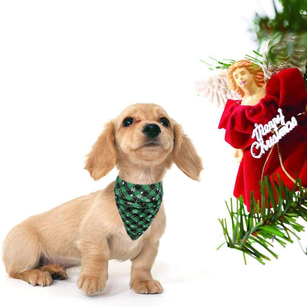 Reversible Design Pet Scarf Buffalo Plaid Pet Neckerchief Christmas Decoration