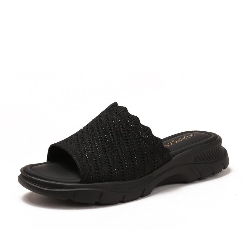 

Ultra-light wet water fly-woven slippers non-slip outer wear South East Asia new slope heel comfortable leisure beach sandals 36 чёрный