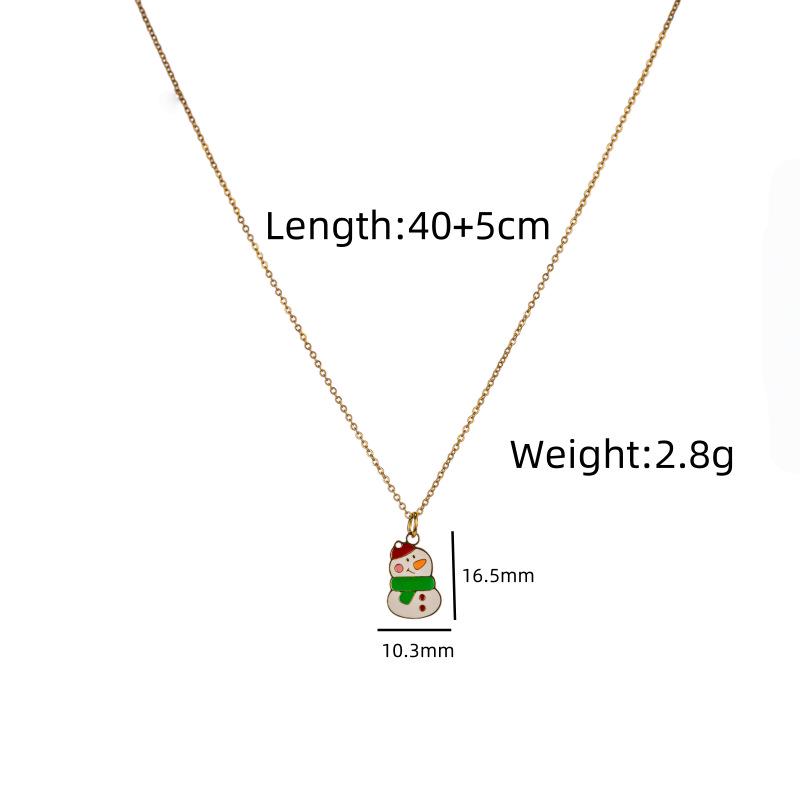 Titanium Steel 14K Gold Santa Claus Pendant Necklace - Cute Cartoon Christmas Series