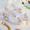Woman's New Ethnic Style Increased Internal Embroidered Shoe Soft Sole Non Slip Shallow Round Toe Mary Jane Shoes Hanfu Shoes