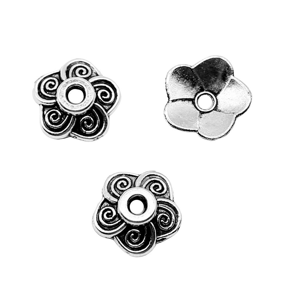 Multi Color Swirl Flower Bead Caps Spacer Beads For Jewelry Making Components