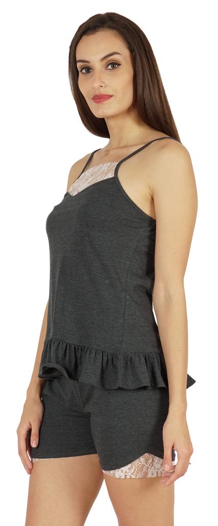 Inkmeso Lingerie Lace Cami Sleepwear Shorts Set For Women  S Spaghetti Strap Nightwear 2 Pcs