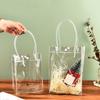 Clear PVC Gift Bag with Handle,Small Transparnt Gift Wrap Bag,Clear Toted Bag Reusabled Shopping Bag for Merchandise