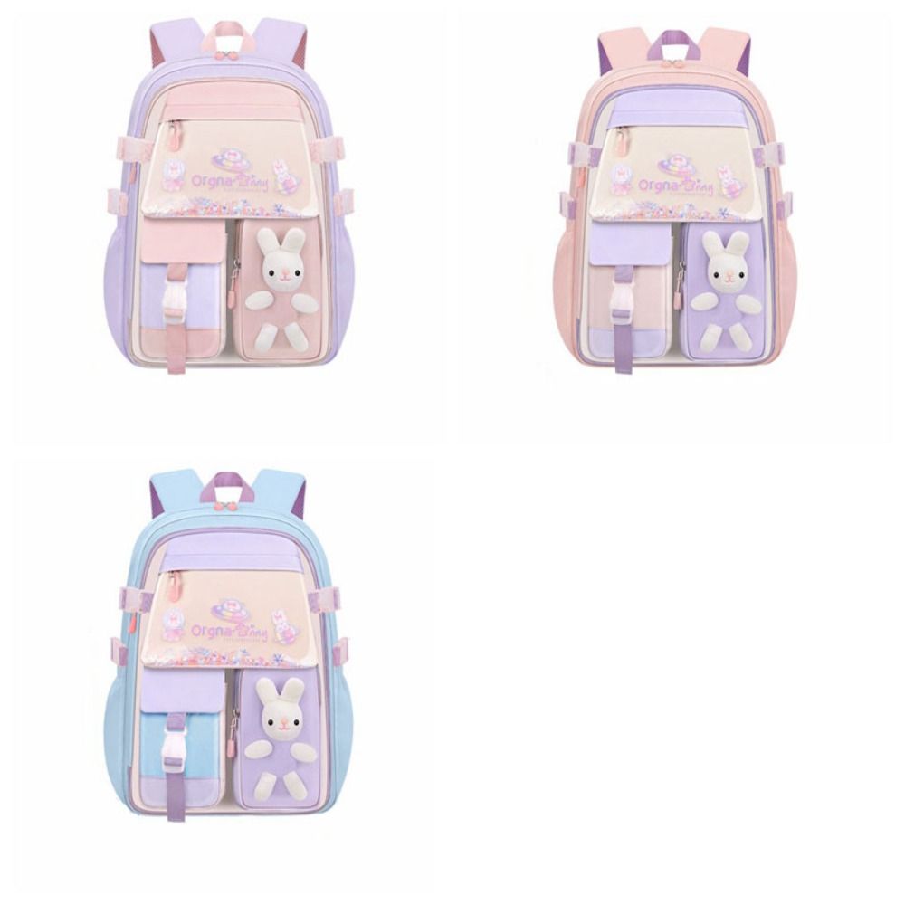 Side-Open Rabbit Children Backpack Oxford Student School Bag Simple Shoulders Bag  Primary School