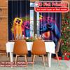 Set Of 2 Flat Printing Dual Neon Controllers Popular Curtains Fabric Room Decor Curtain Semi Sheer Made Polyester Machine Washable
