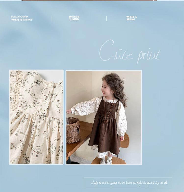 Frühling & Herbst 2025 Mädchen Blumen-Prinzessinnenkleid-Set