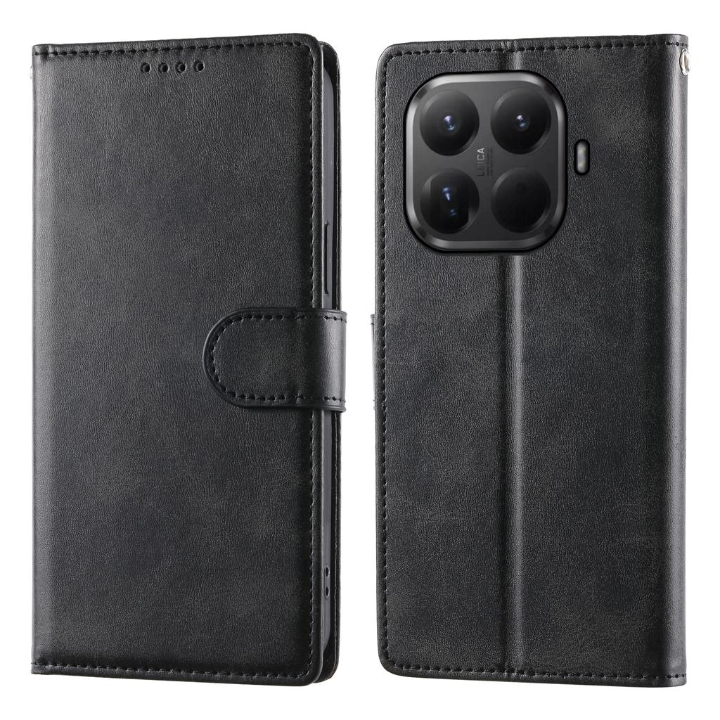 For Xiaomi 15T Pro Case Stand Wallet Calf Texture PU Leather Flip Phone Cover with Wrist Strap