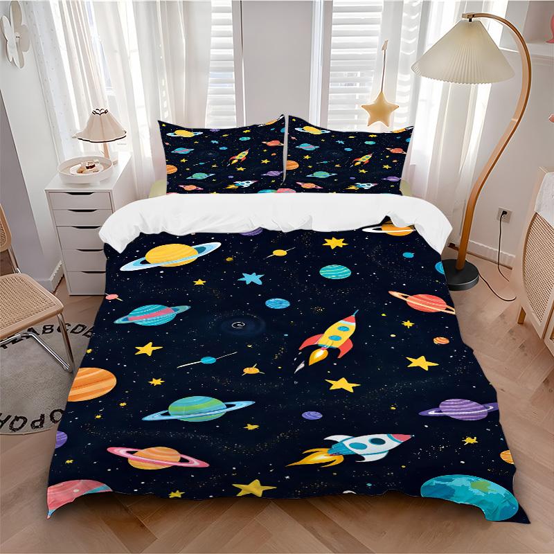 

3pcs bedding set Space Adventure Includes 1 Comforter + 2 Pillowcases, Without Pillow Inserts, Soft Comfortable,Bedding Set,a0909041 135x200cm