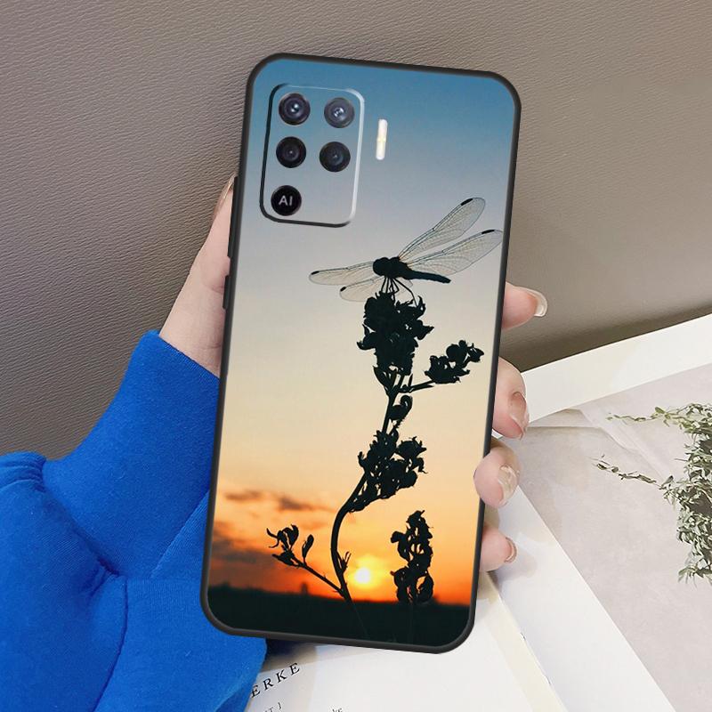Luxury Dragonfly Case For Oppo A76 A16 A96 A17 A18 A60 A80 A40 A38 A58 A78 A98 A94 A74 A54 A15 A57 A77 A5 Pro