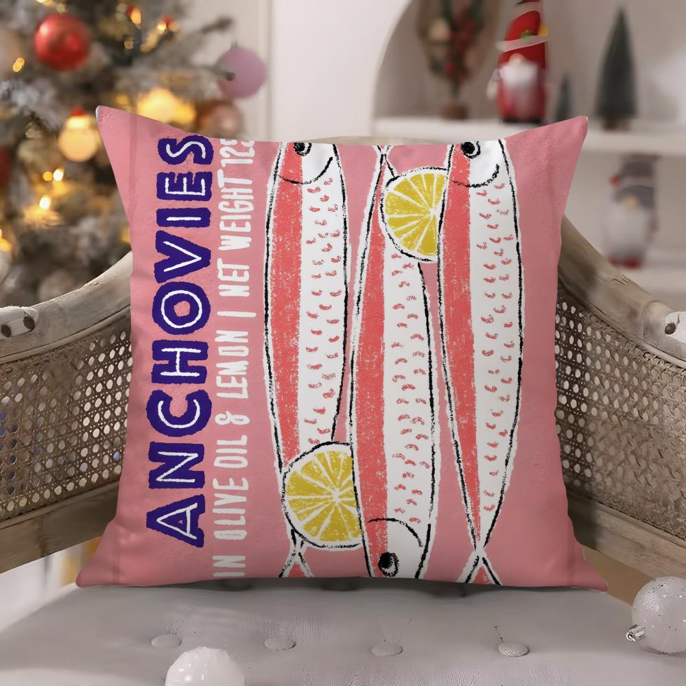 

Colorful SardineS Fantasy Patterns Pillow Case Comfort Sofa Bed Silky elegant Invisible zipper Decorative cushion cover 30x30 cm