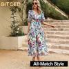Women's Fashion Summer Spring V-Neck Short Sleeve Casual Dresses