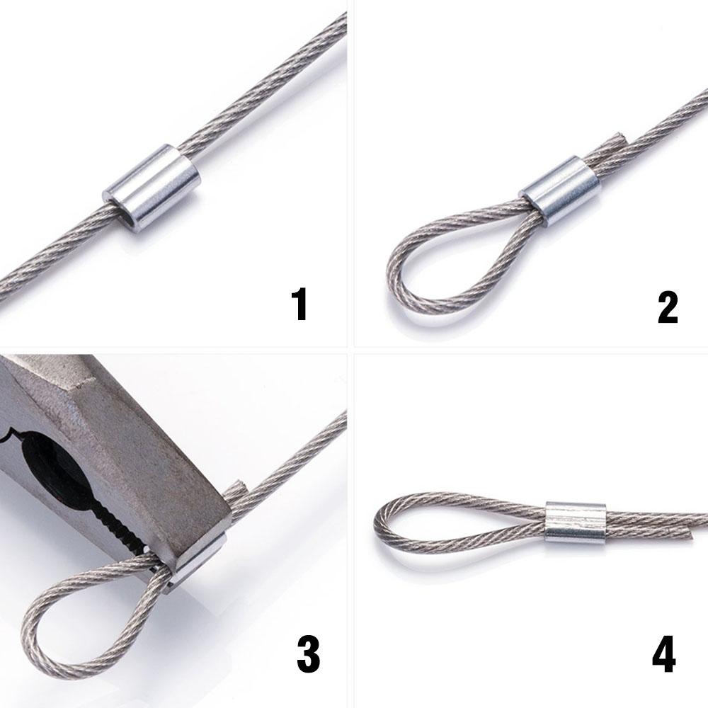 30/50PCS M1.2 M1.5 M2 M3 M4 Aluminum Crimping Loop Sleeve Double Hole Wire Rope Sleeves Steel Wire Loops Clip Fixed Accessories