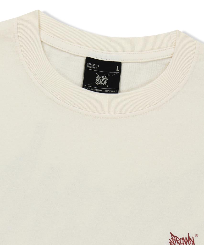 BROWNBREATH Tag Pigment Tee - Cream