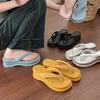 Temperament Thick-soled Foot-pinching Flip-flops Shoes Women's Shoes Wear Summer New Retro Fashion Casual Foot-pinching Cool Slippers