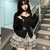 2KWEIRD Slim Hot Sweet Lace Patchwork Print Stars T Shirt Women Clothes Long Sleeve Harajuku Y2k Cardigan Tee Femme 90s