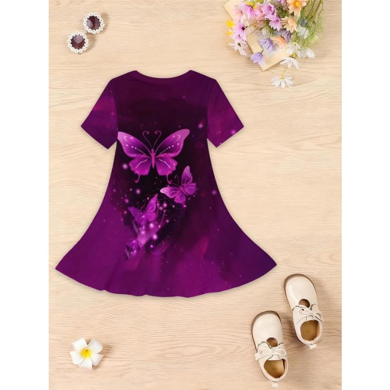 Summer Fashion Cute Short-sleeved Dress, Straight Skirt for Girls, Daily Dress