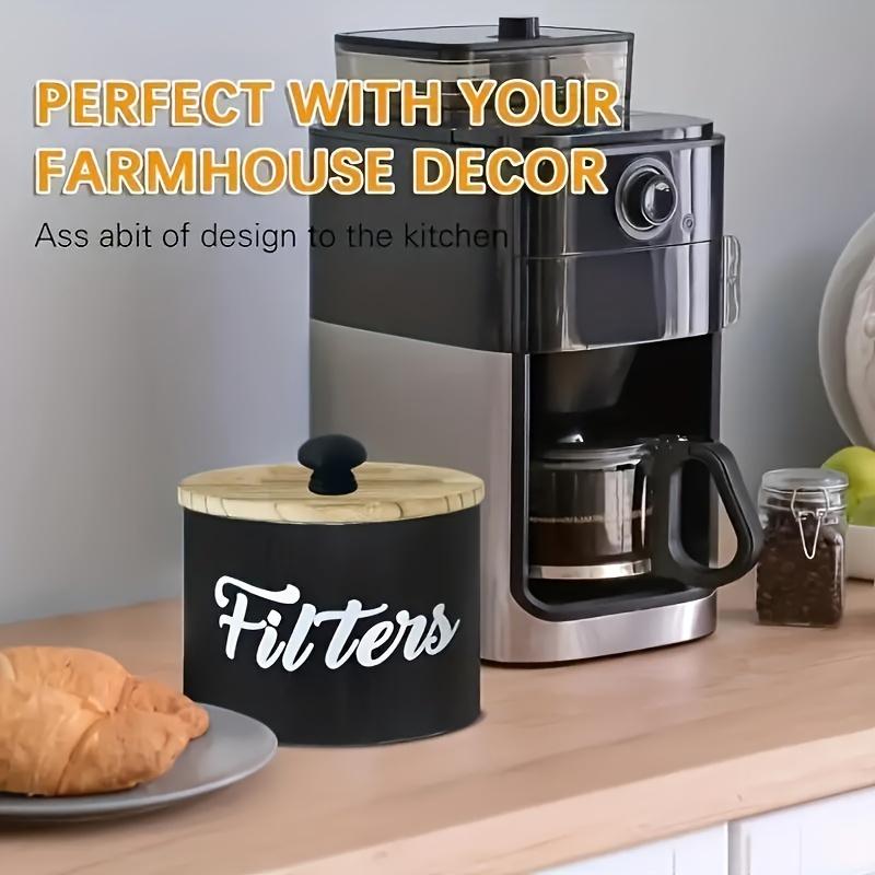 Coffee Filter Holder Farmhouse White Filter Storage Container Basket for Counter Coffee Bar Accessories Coffee Station