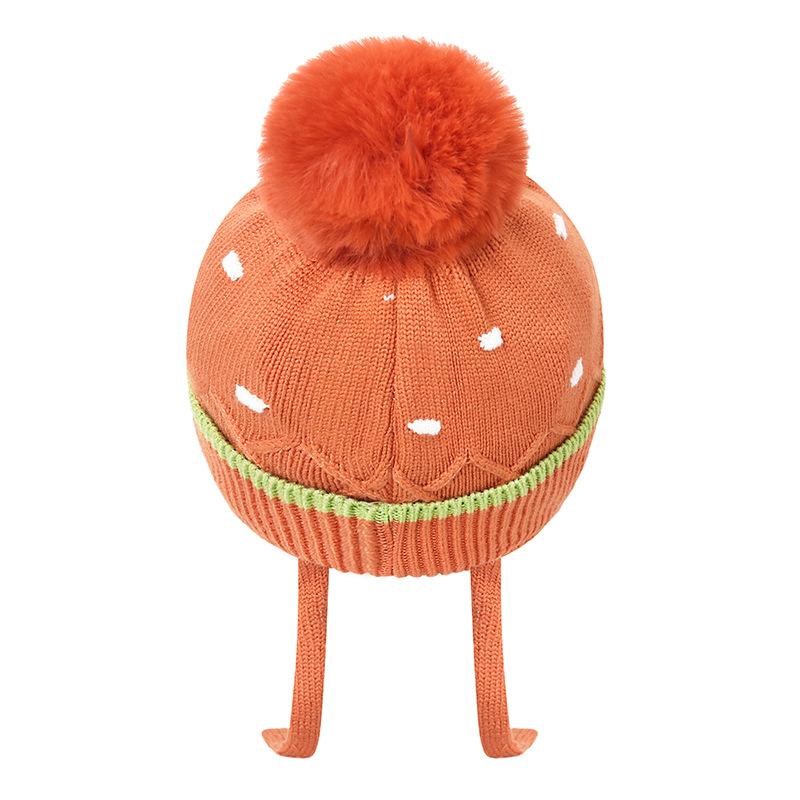 Bonnet en laine résistant au froid pour enfants, automne hiver, fille, épais et chaud, protection des oreilles, fleur, boule de cheveux, bonnet tricoté