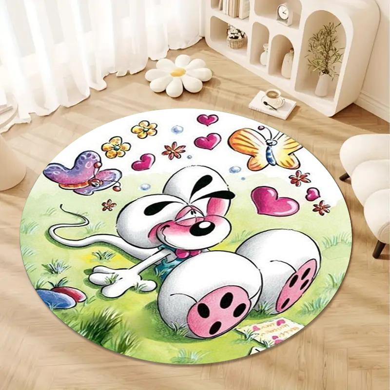 Diddl Round Area Rug,Carpet Rug for Living Room Bedroom Sofa Playroom Decor,Non-slip Floor Mat8