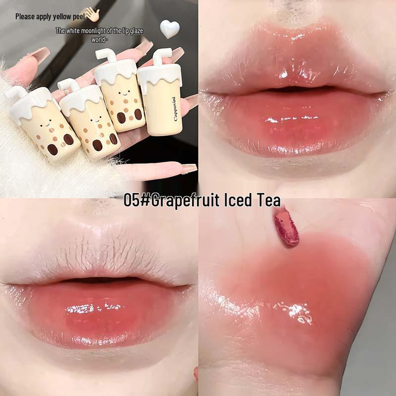 CAPPVINI Luciu de Buze Lucios cu Ceai cu Lapte Perlat - Ruj Drăguț, Accesibil pentru Petreceri Studențești