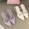 Fashion Footwear Pointed Toe Pumps Ladies High Heels Shoes New In 2025 Female Slingbacks Fashion Pleated Women Thin Heels Shoes