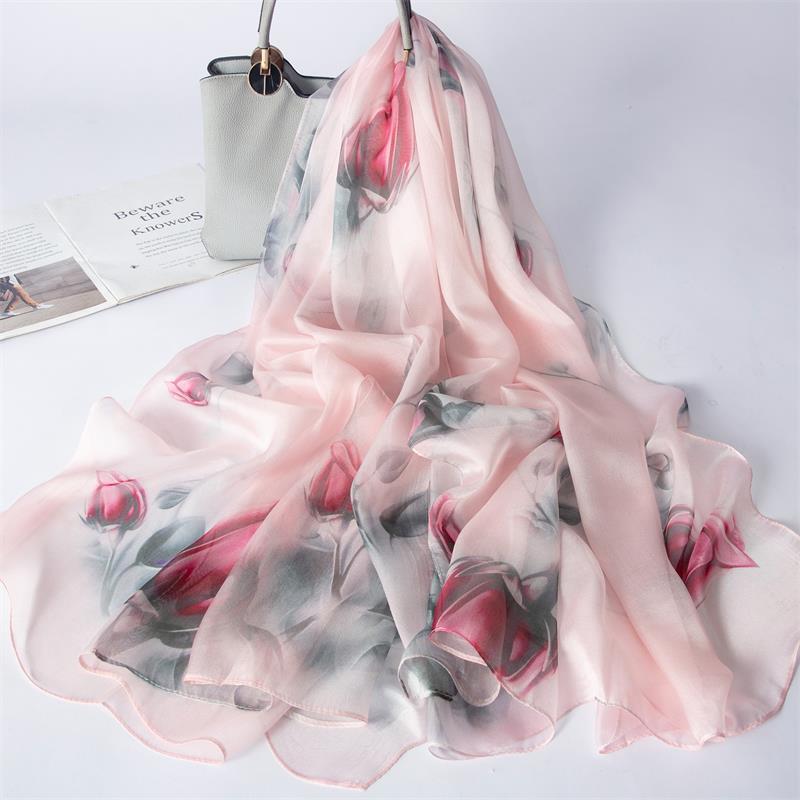 New 100% Mulberry Silk Silk Scarf Pure Chiffon Silk Scarf Shawl Exquisite Scarf Yarn