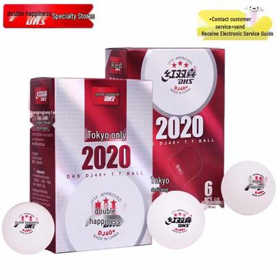 Palline da Ping Pong DHS DJ40+ 3 Stelle Competizione Tokyo (Confezione da 6, Bianco)